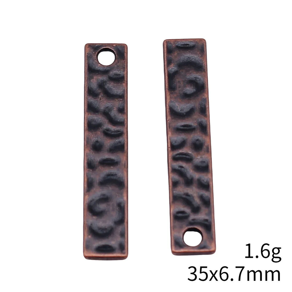 35x6.7mm 1.6g Multicolor Zinc Alloy Hammered Long Bar Charm Pendant for DIY Necklace Making