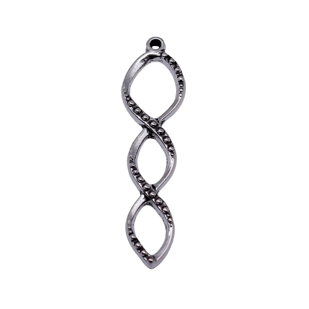 46x12mm 2.1g Antique Silver Zinc Alloy Hollow Spiral Infinity Symbol Charm Pendant for DIY Jewelry Making