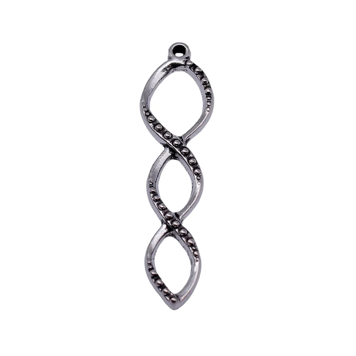 46x12mm 2.1g Antique Silver Zinc Alloy Hollow Spiral Infinity Symbol Charm Pendant for DIY Jewelry Making