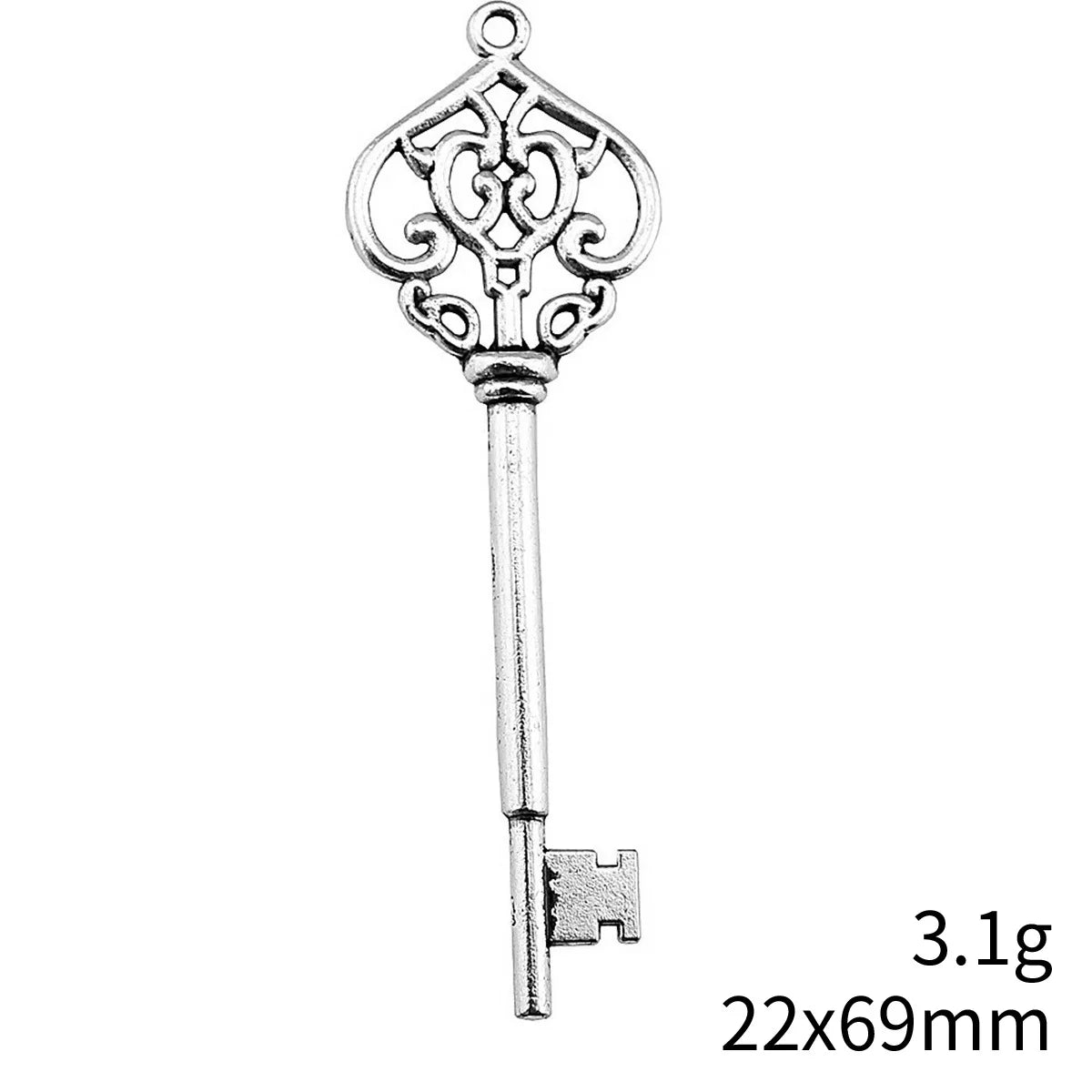 22x69mm 3.1g Multicolor Zinc Alloy Key Charm Pendant for DIY Necklace Bracelet Jewelry Making