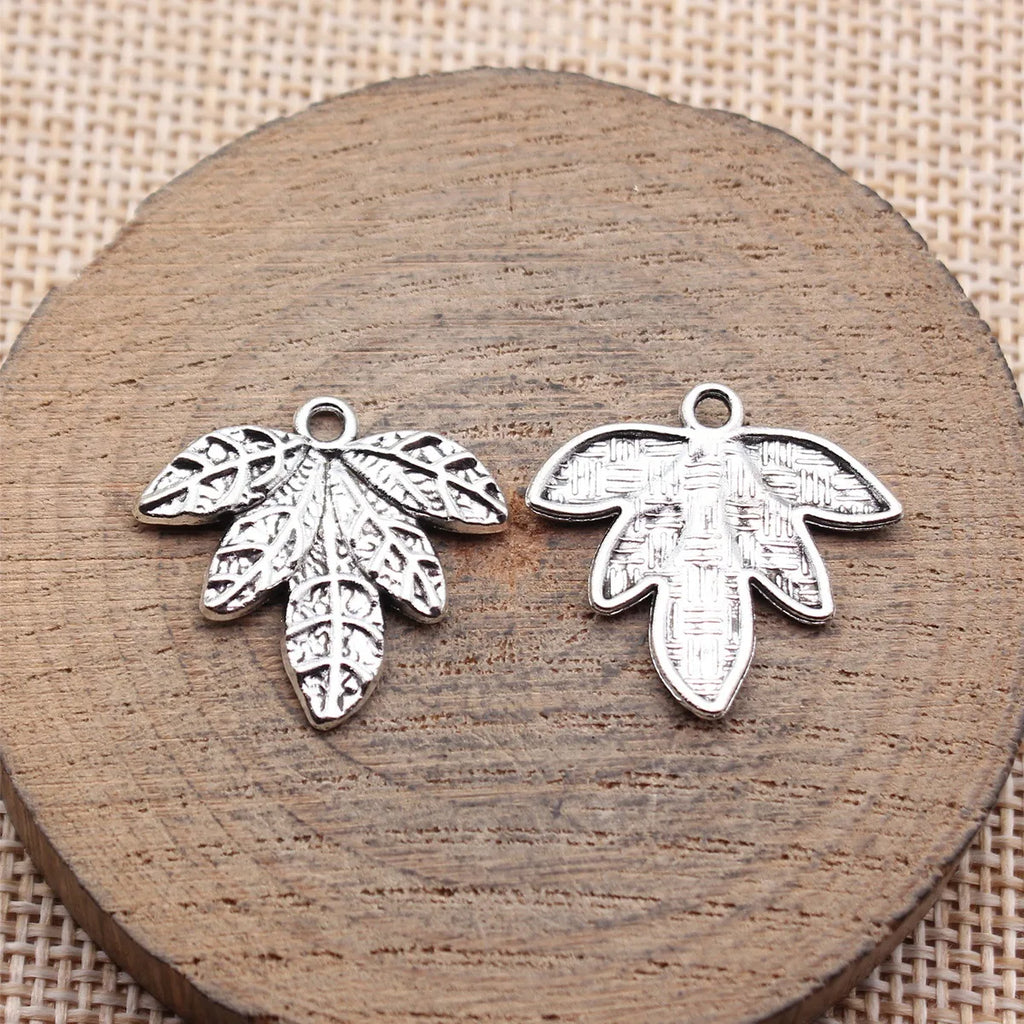 22x21mm 1.2g Antique Silver Zinc Alloy Leaf Charm Pendant for DIY Necklace Bracelet Jewelry Making