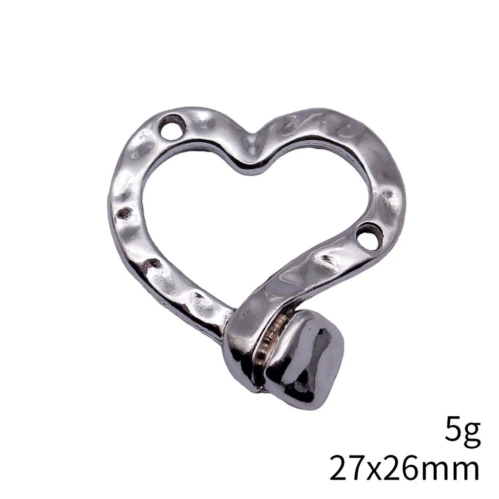 27x26mm 5g Multicolor Zinc Alloy Hammered Nail Heart Connector Charm for DIY Bracelet Earrings