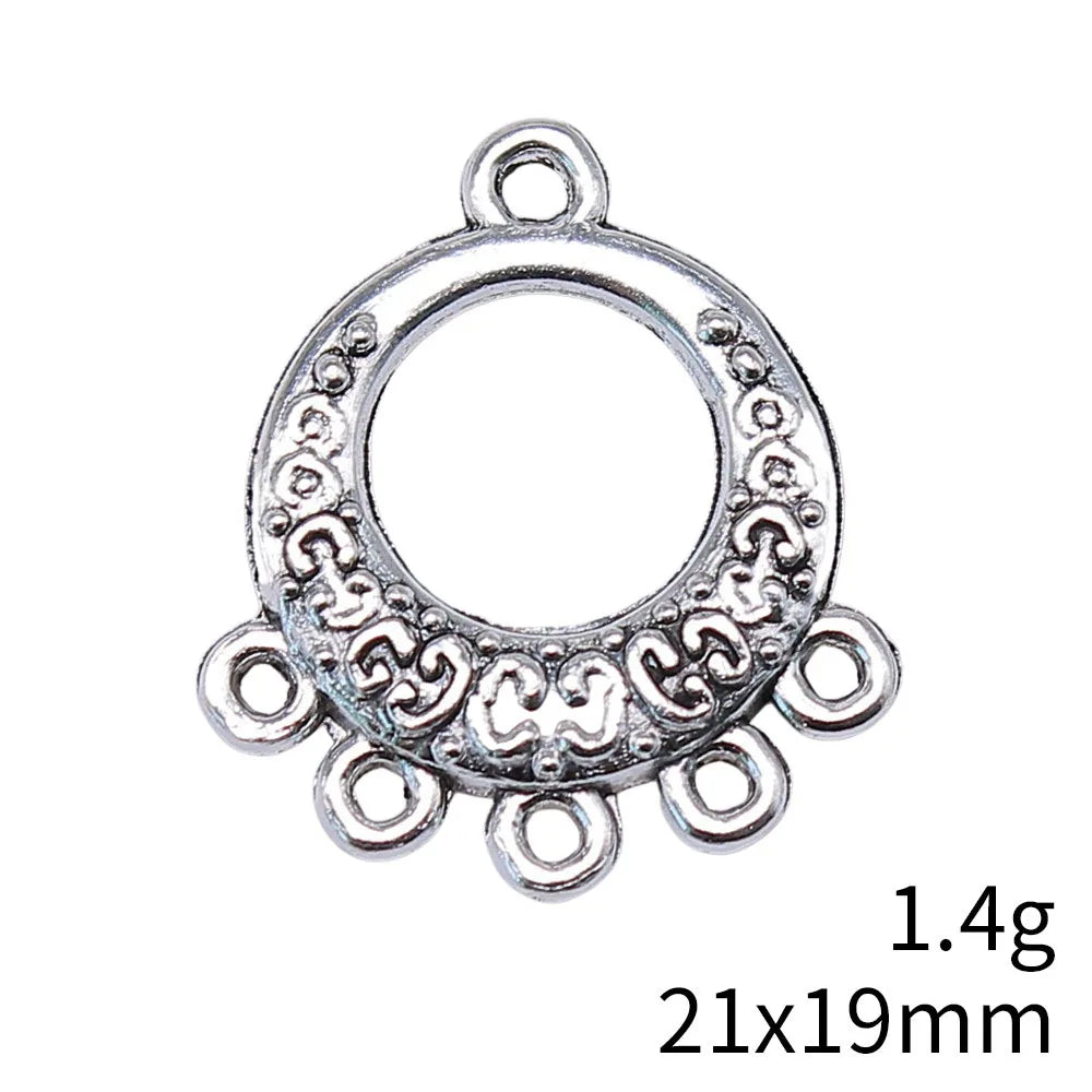 21x19mm 1.4g Antique Silver Zinc Alloy Earring Connector Charm Findings for DIY Dangle Earrings