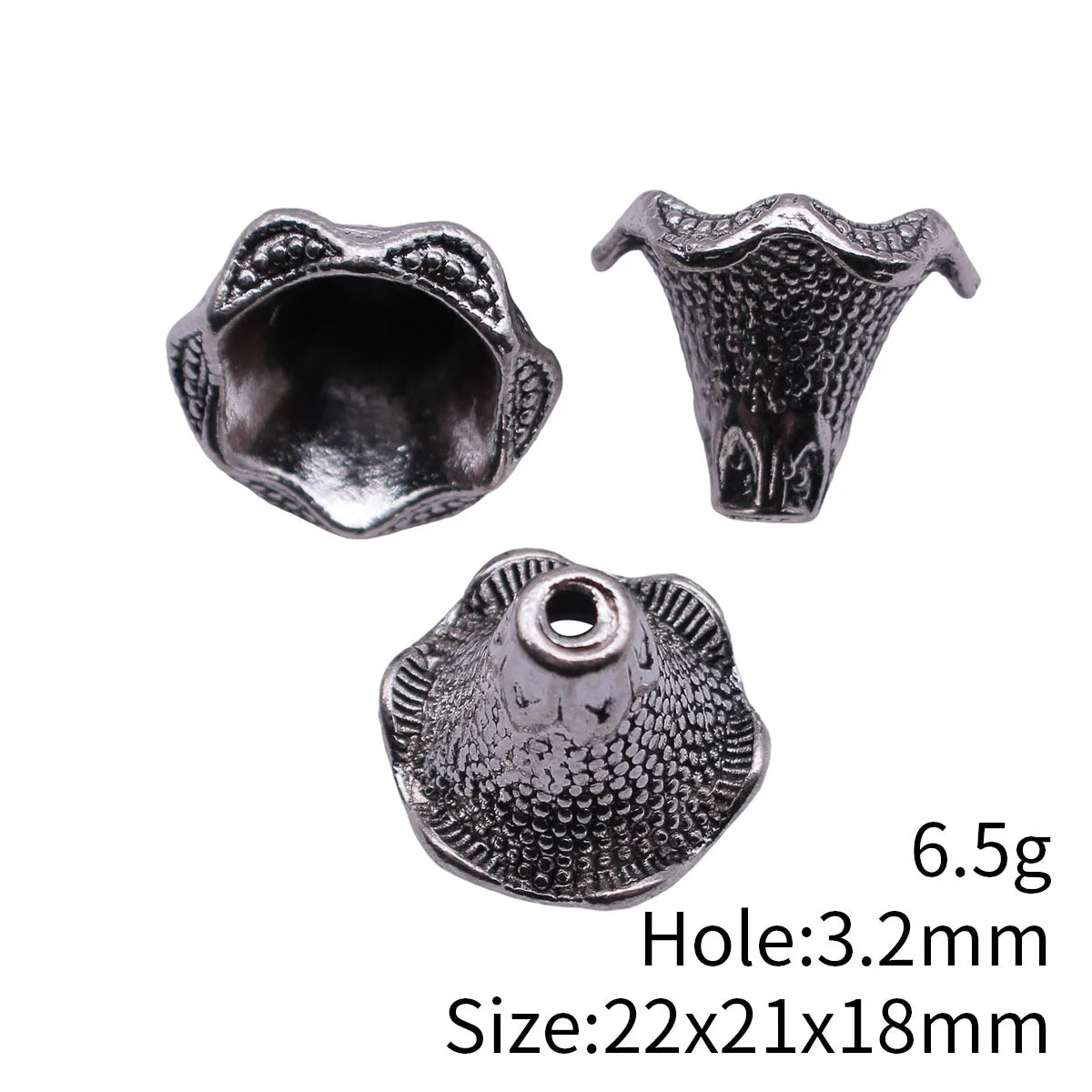 22x21x18mm 6.5g Multicolor Zinc Alloy Trumpet Flower Bead Cap Tassel Cap Findings for DIY Earrings
