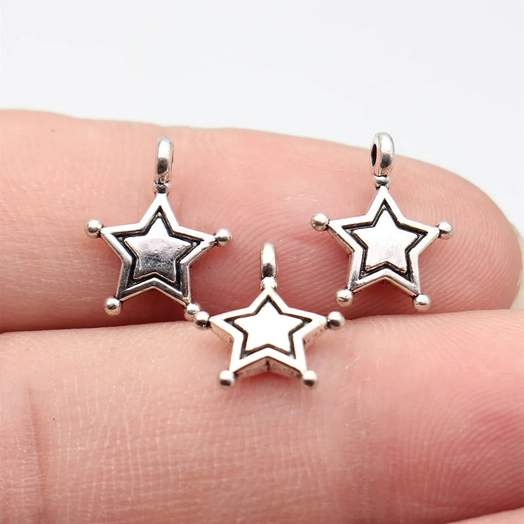 14x11mm 0.58g Antique Silver Zinc Alloy Five Point Star Charm Pendant for DIY Bracelet Necklace Making
