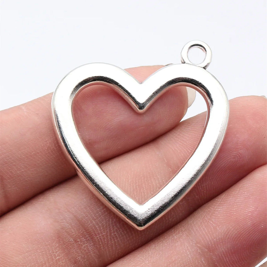42x39mm 12.2g Antique Silver Zinc Alloy Hollow Heart large charm pendant for DIY necklace jewelry making