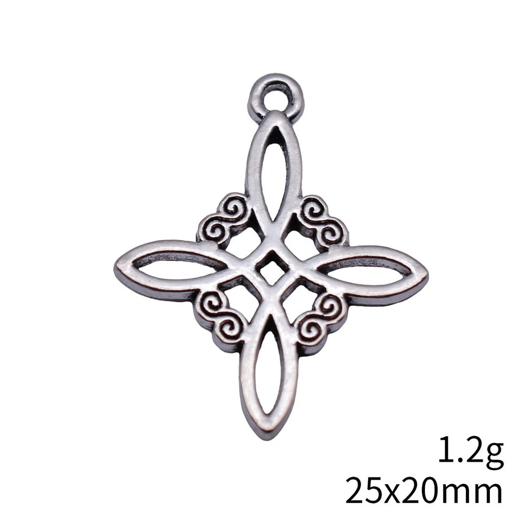 25x20mm 1.2g Antique Silver Zinc Alloy Hollow Cross Star Pattern Celtic Knot Charm Pendant for DIY Jewelry