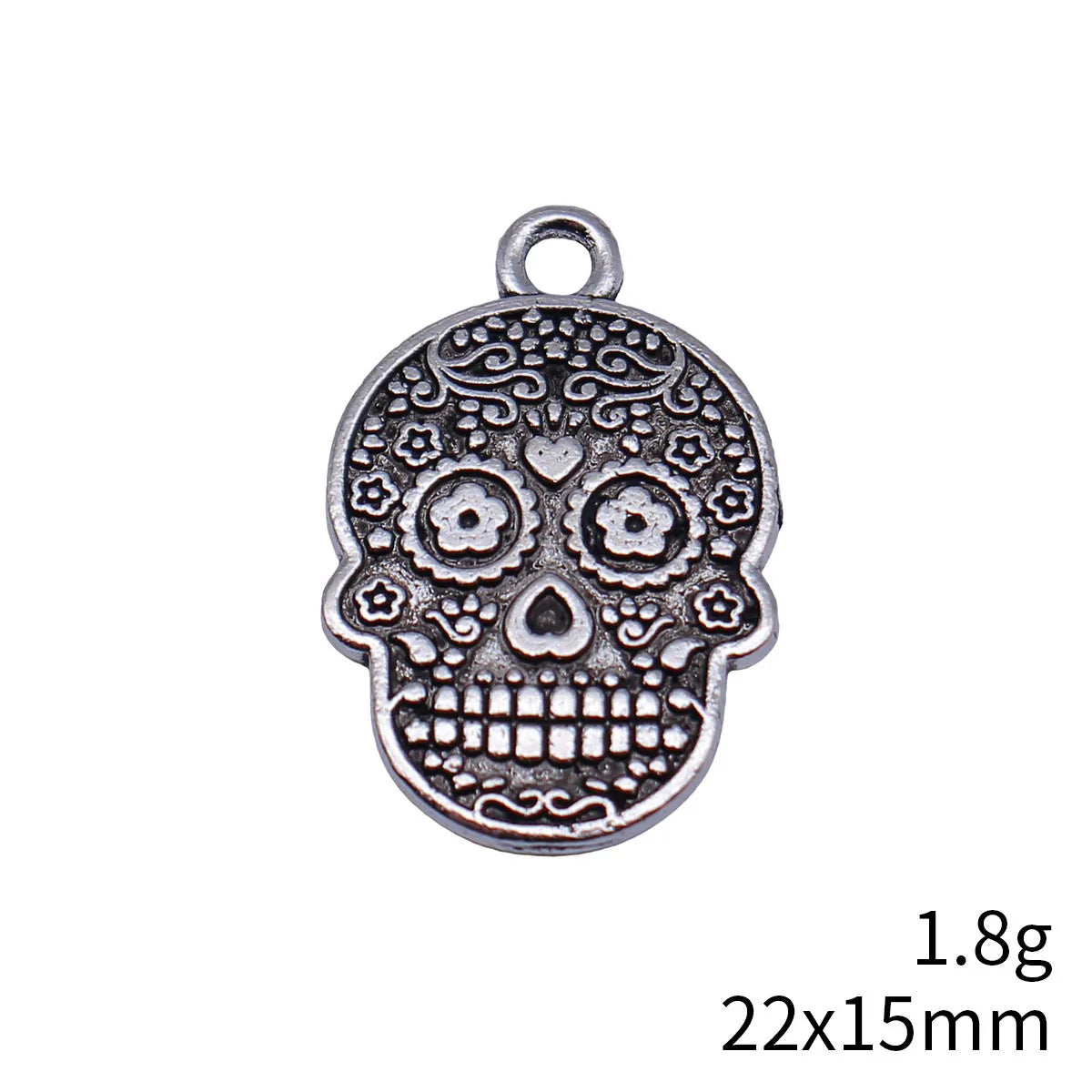 22x15mm 1.8g Zinc Alloy Floral Skull Flower Charm Pendant for DIY Bracelet Necklace Jewelry Making