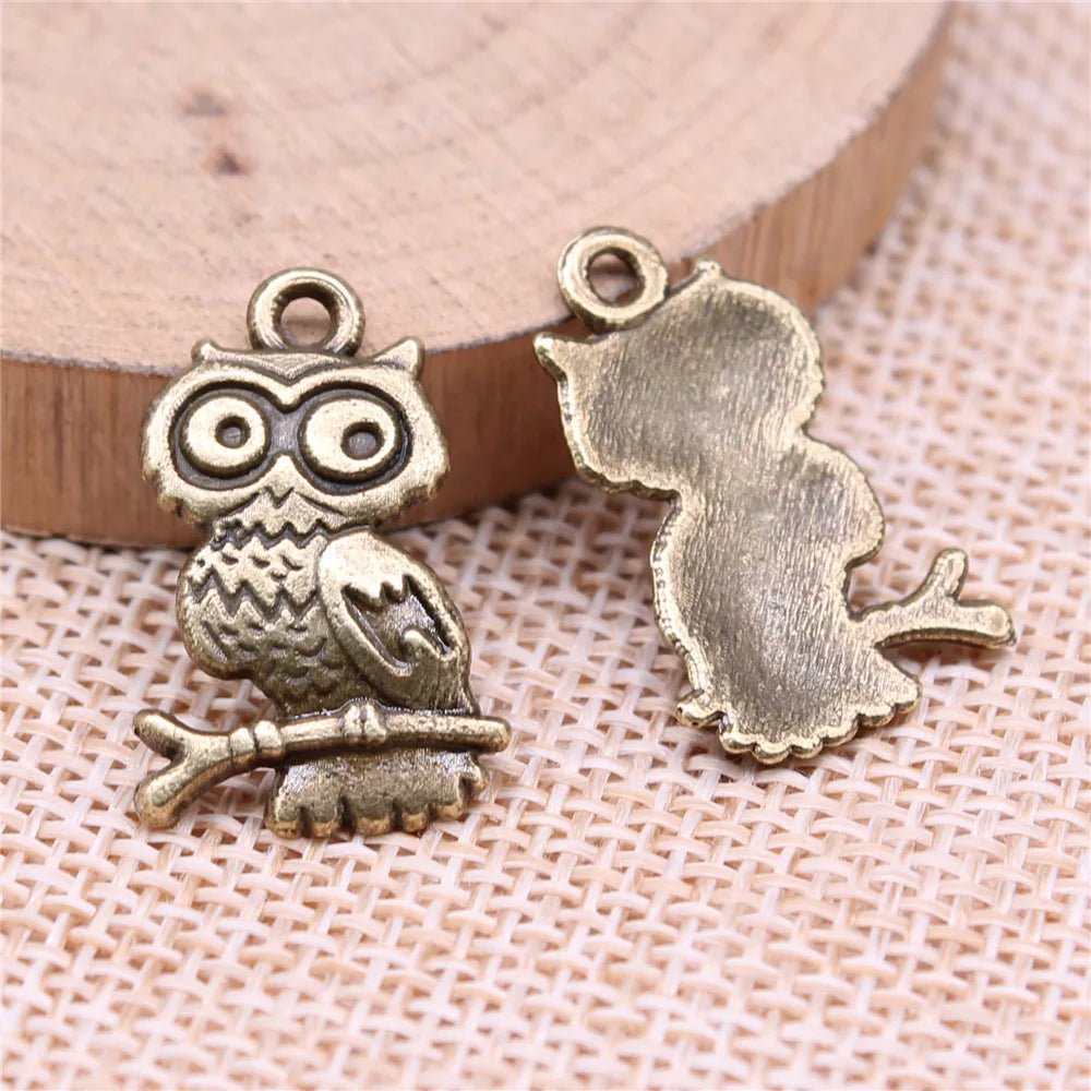 22x15mm 1.5g Multicolor Zinc Alloy Owl Cat Charm Pendant for DIY Necklace Bracelet Jewelry Making