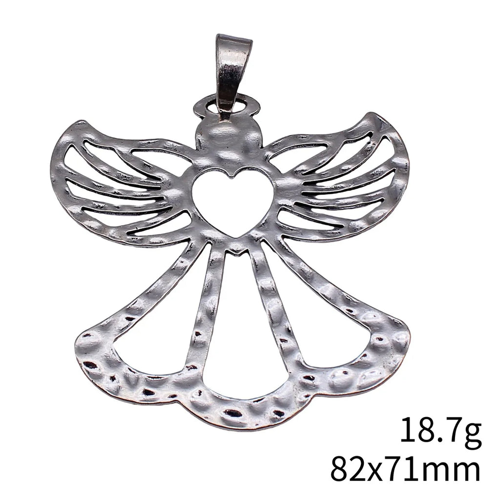 82x71mm 18.7g Antique Silver Zinc Alloy Hollow Heart Angel Charm Pendant for DIY Necklace Bracelet Making