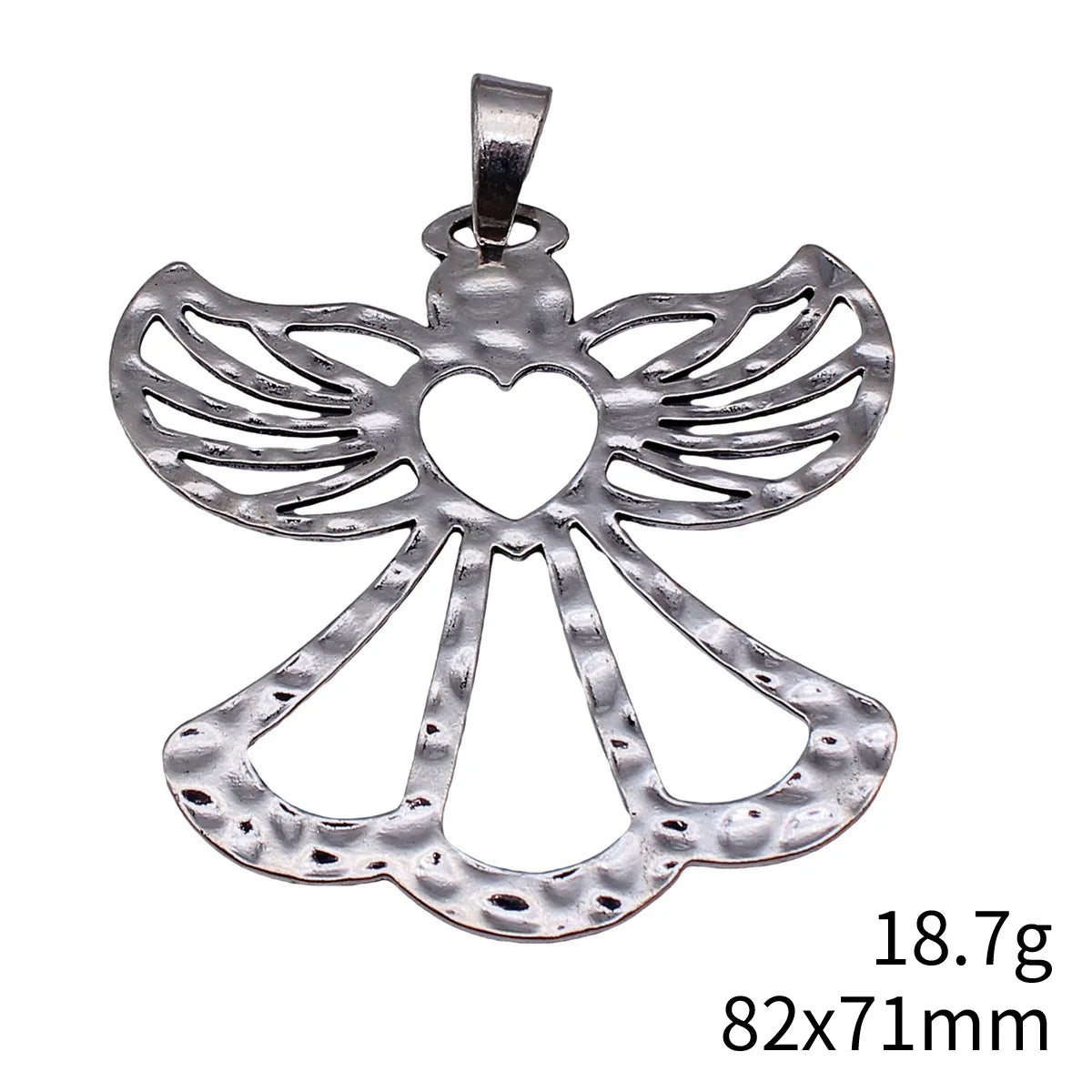 82x71mm 18.7g Antique Silver Zinc Alloy Hollow Heart Angel Charm Pendant for DIY Necklace Bracelet Making