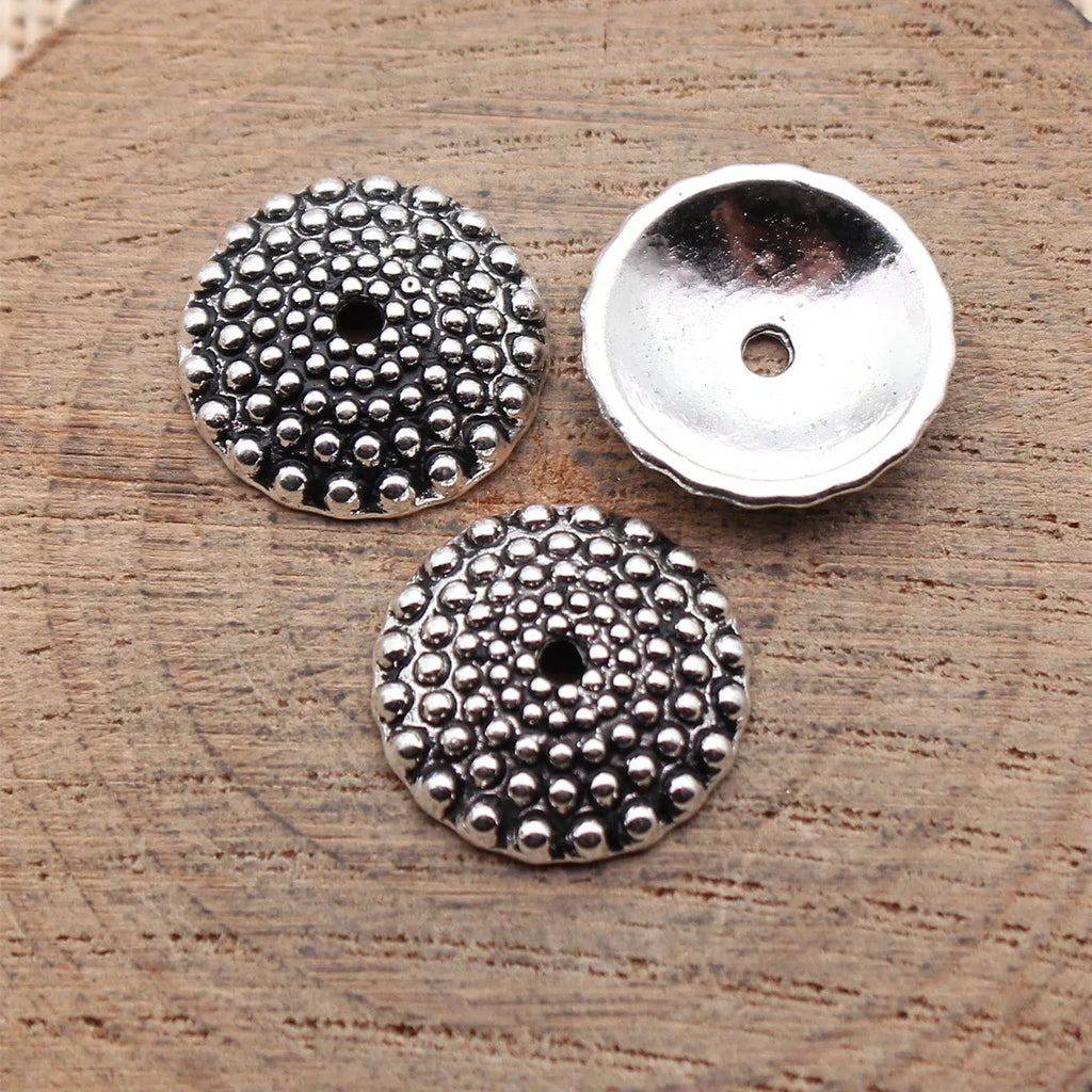 15x15x3.3mm 1.2g Multicolor Zinc Alloy Dotted Flower Bead Cap Spacer Beads for DIY Jewelry Making