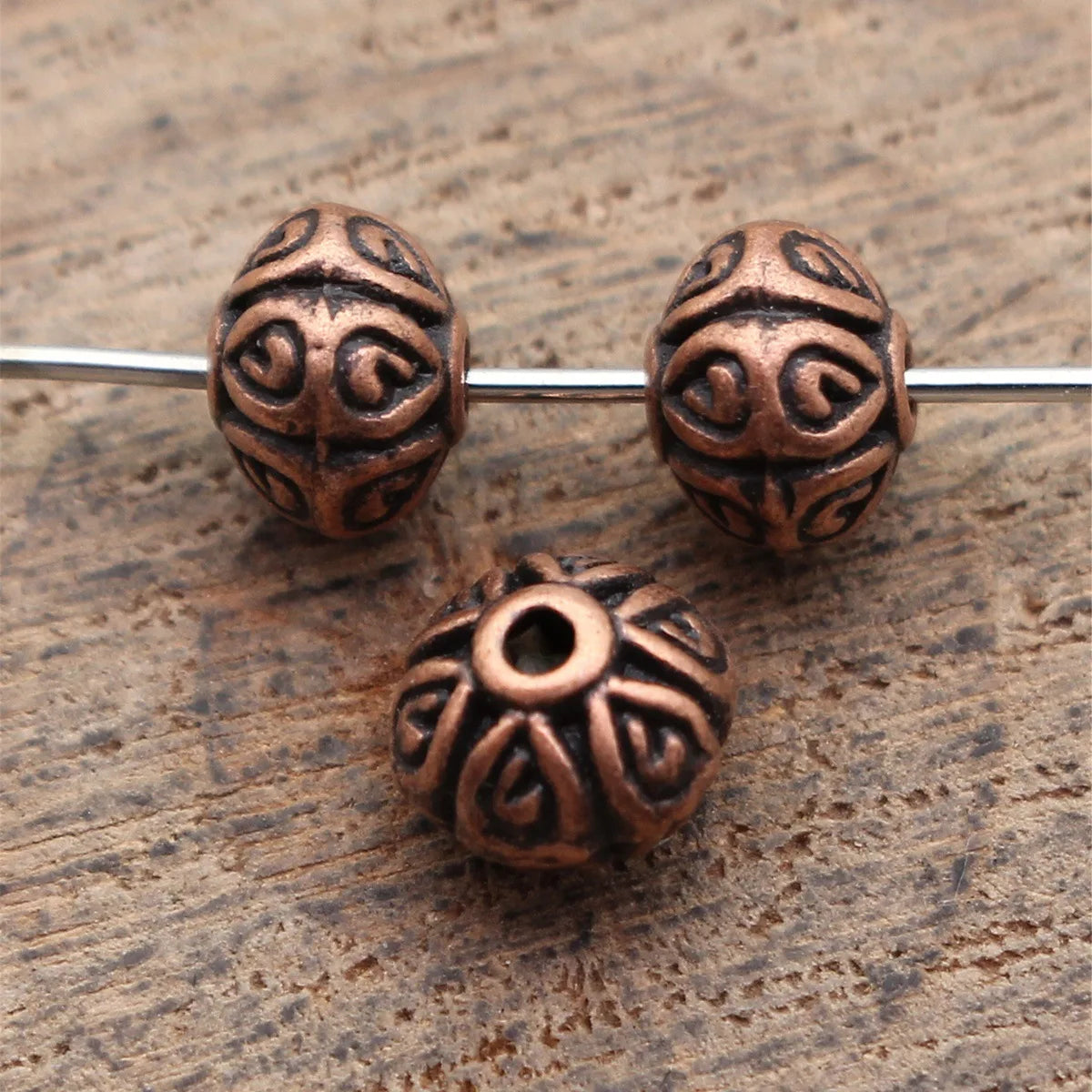 6.8x6.8x5.3mm 0.72g Multicolor Zinc Alloy Carved Heart Pattern Spacer Beads for DIY Bracelet Jewelry