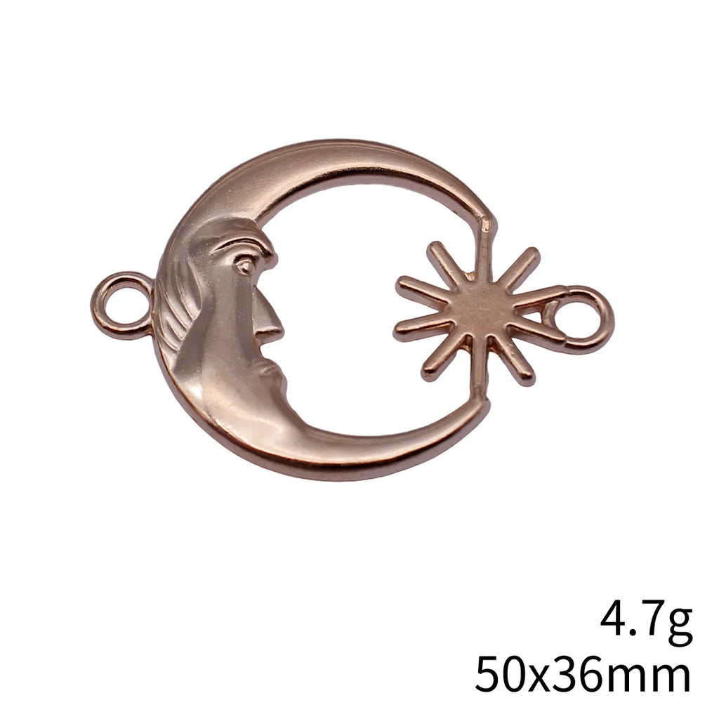 50x36mm 4.7g Multicolor Zinc Alloy Moon Sun Connector Charm for DIY Necklace Earring Jewelry Making