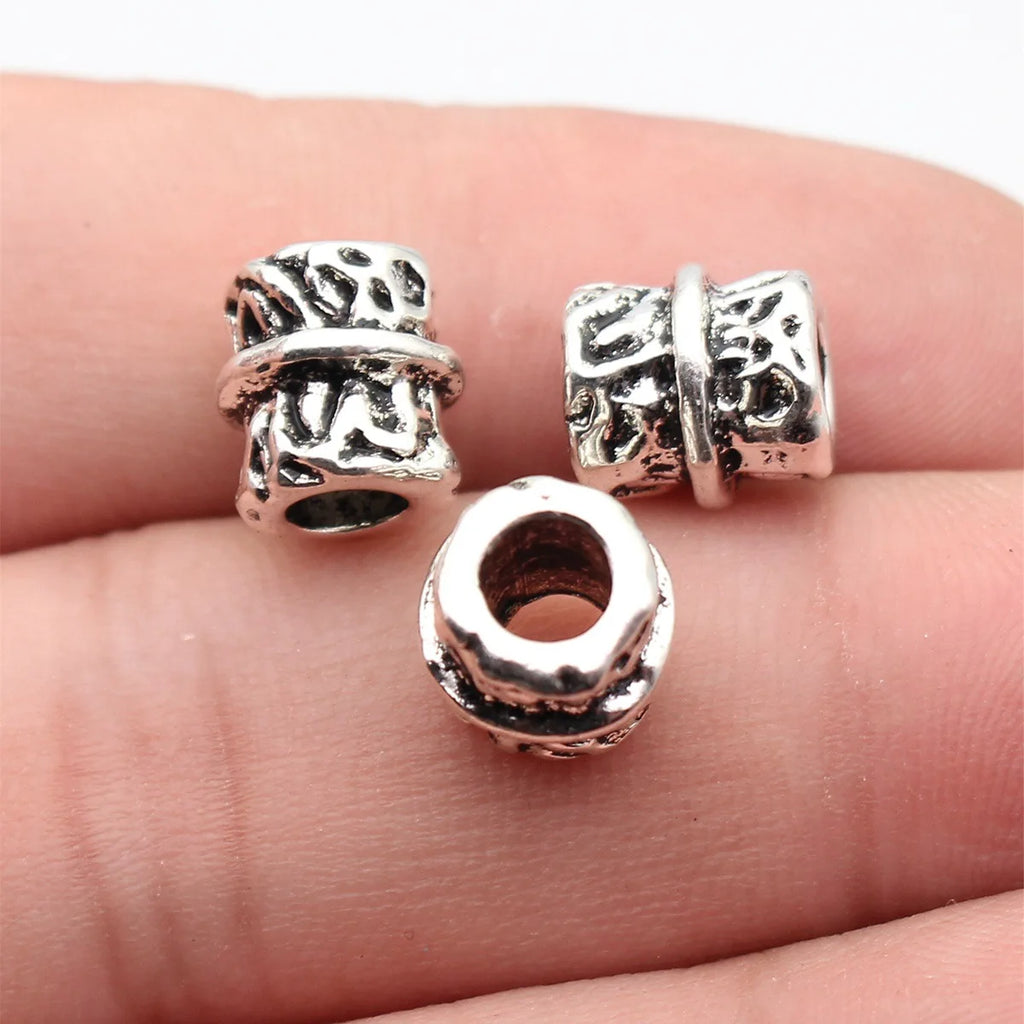 10x9.7x9.6mm 2.1g Antique Silver Zinc Alloy Vintage Textured Spacer Beads for DIY Bracelet Jewelry Making