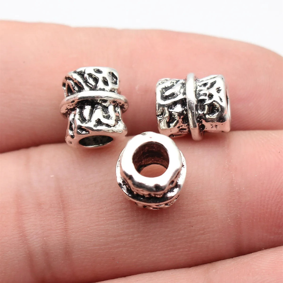 10x9.7x9.6mm 2.1g Antique Silver Zinc Alloy Vintage Textured Spacer Beads for DIY Bracelet Jewelry Making