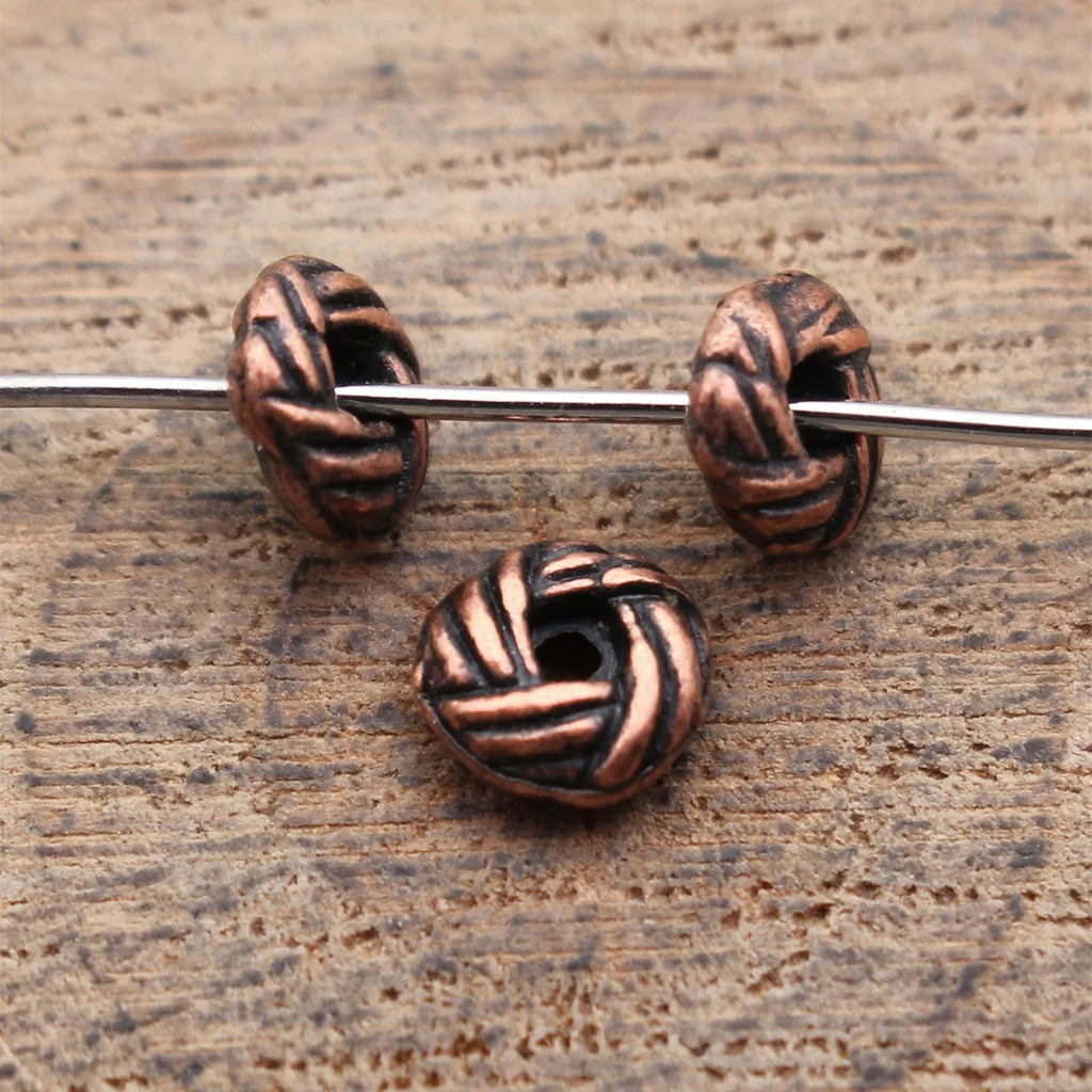 5.9x5.9x2.5mm 0.26g Multicolor Zinc Alloy Braided Texture Spacer Beads for DIY Bracelet Jewelry Making