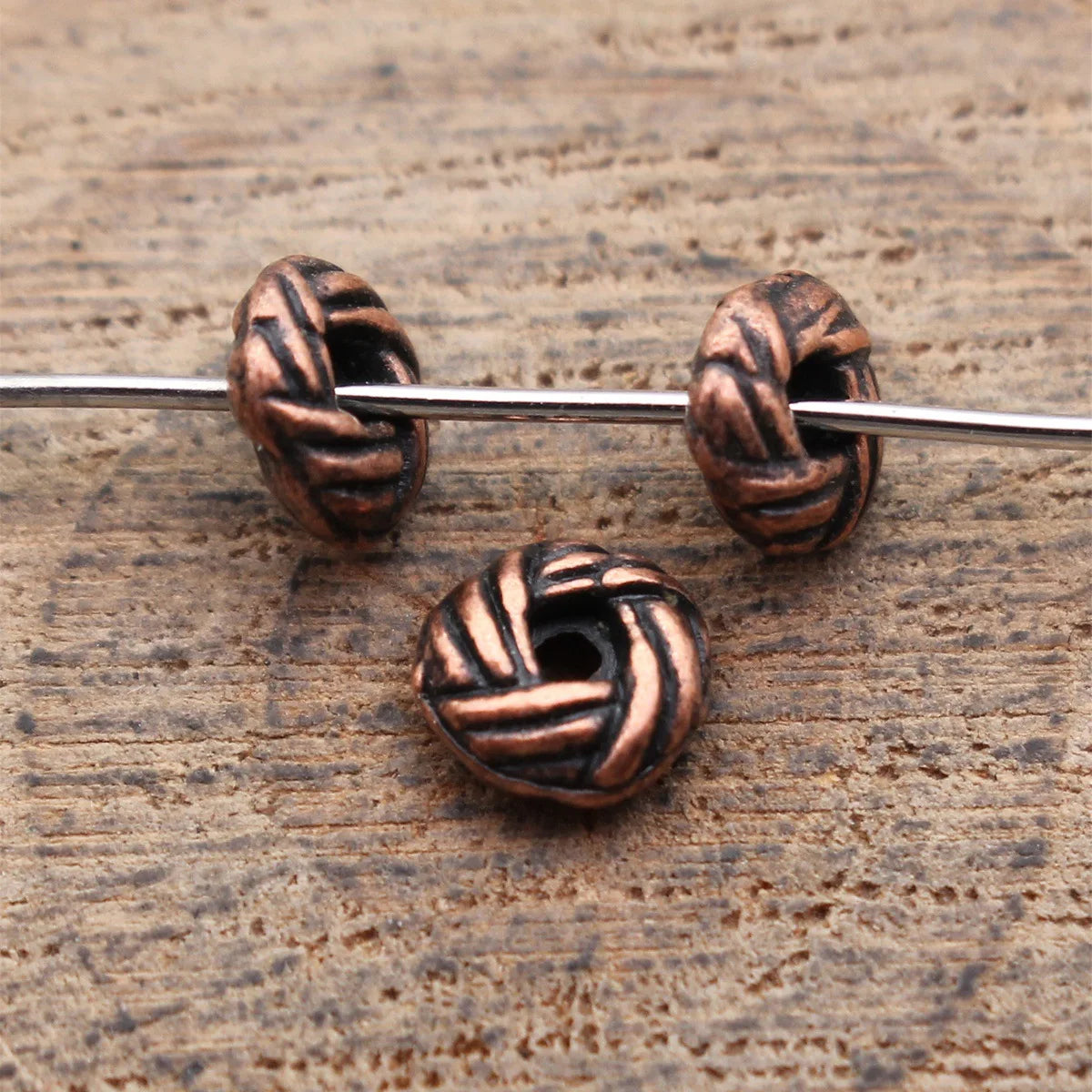 5.9x5.9x2.5mm 0.26g Multicolor Zinc Alloy Braided Texture Spacer Beads for DIY Bracelet Jewelry Making