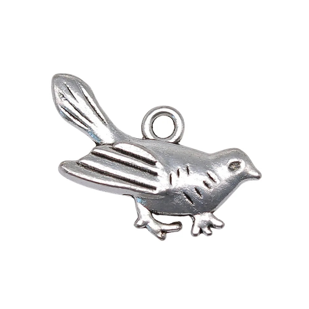 25x14mm 2.6g Antique Silver Zinc Alloy Bird Charm Pendant for DIY Necklace Bracelet Jewelry Making