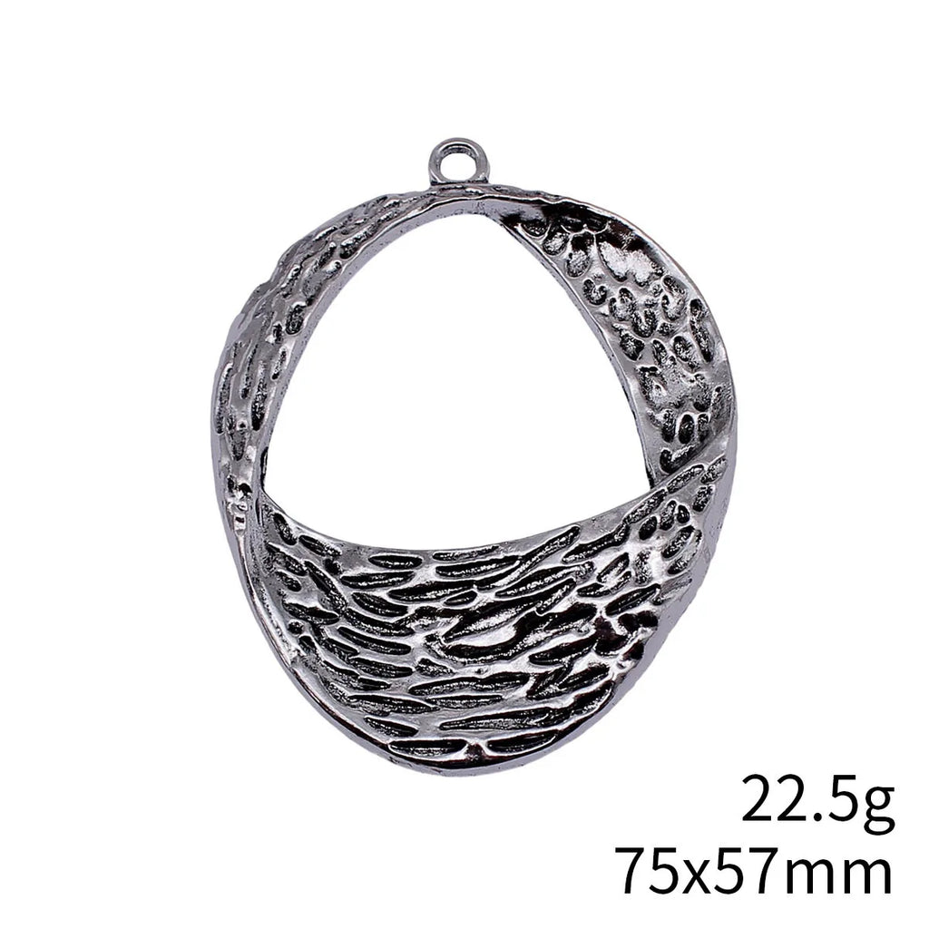 75x57mm 22.5g Antique Silver Zinc Alloy Irregular Geometric Textured Charm Pendant for DIY Necklace