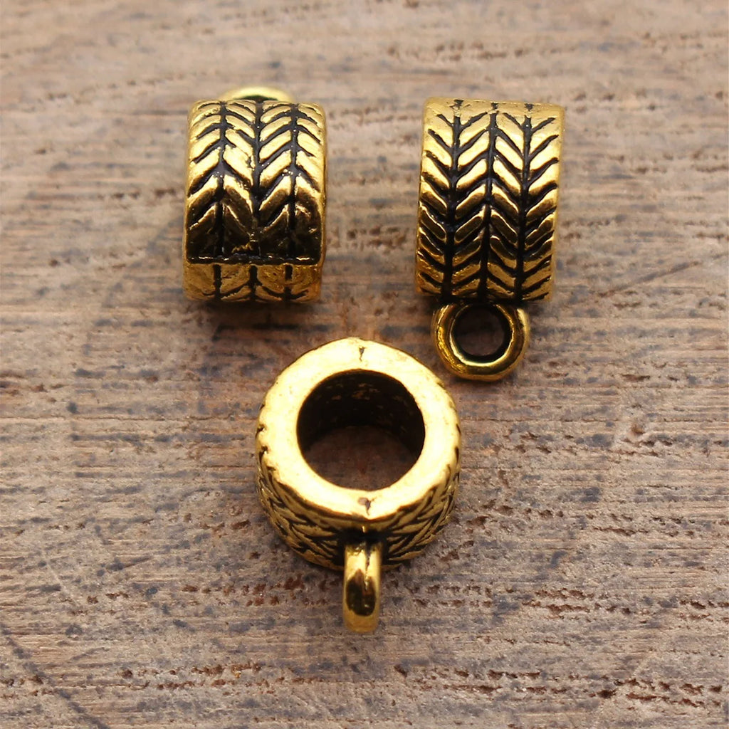 11x7.8x5.6mm 1g Antique Gold Zinc Alloy Carved Pattern Three-Way Pendant Bail Connector for DIY Jewelry
