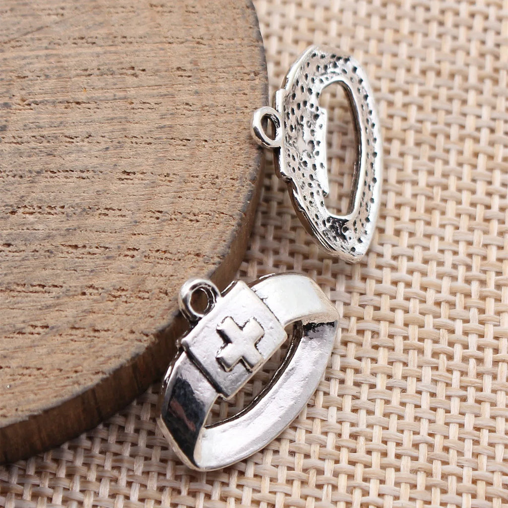 20x16mm 1.3g Antique Silver Zinc Alloy Nurse Hat Nurse Cap Charm Pendant for DIY Necklace Earring Bracelet Making