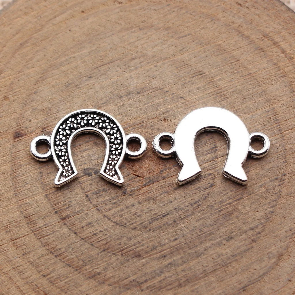 17x12mm 0.72g Multicolor iron Flower Horseshoe connector charm for DIY jewelry making