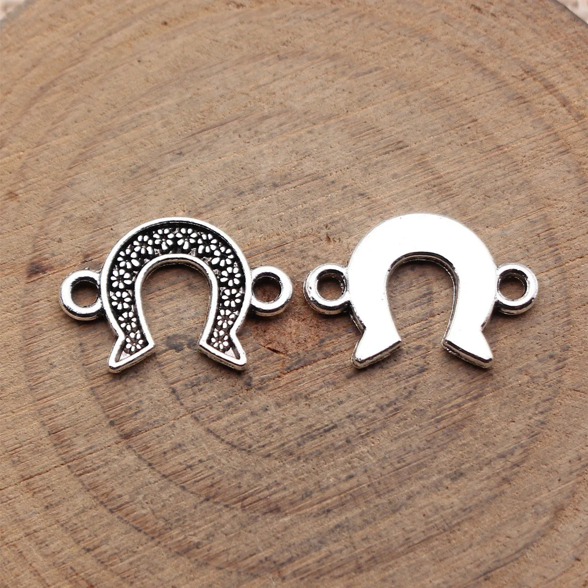 17x12mm 0.72g Multicolor iron Flower Horseshoe connector charm for DIY jewelry making