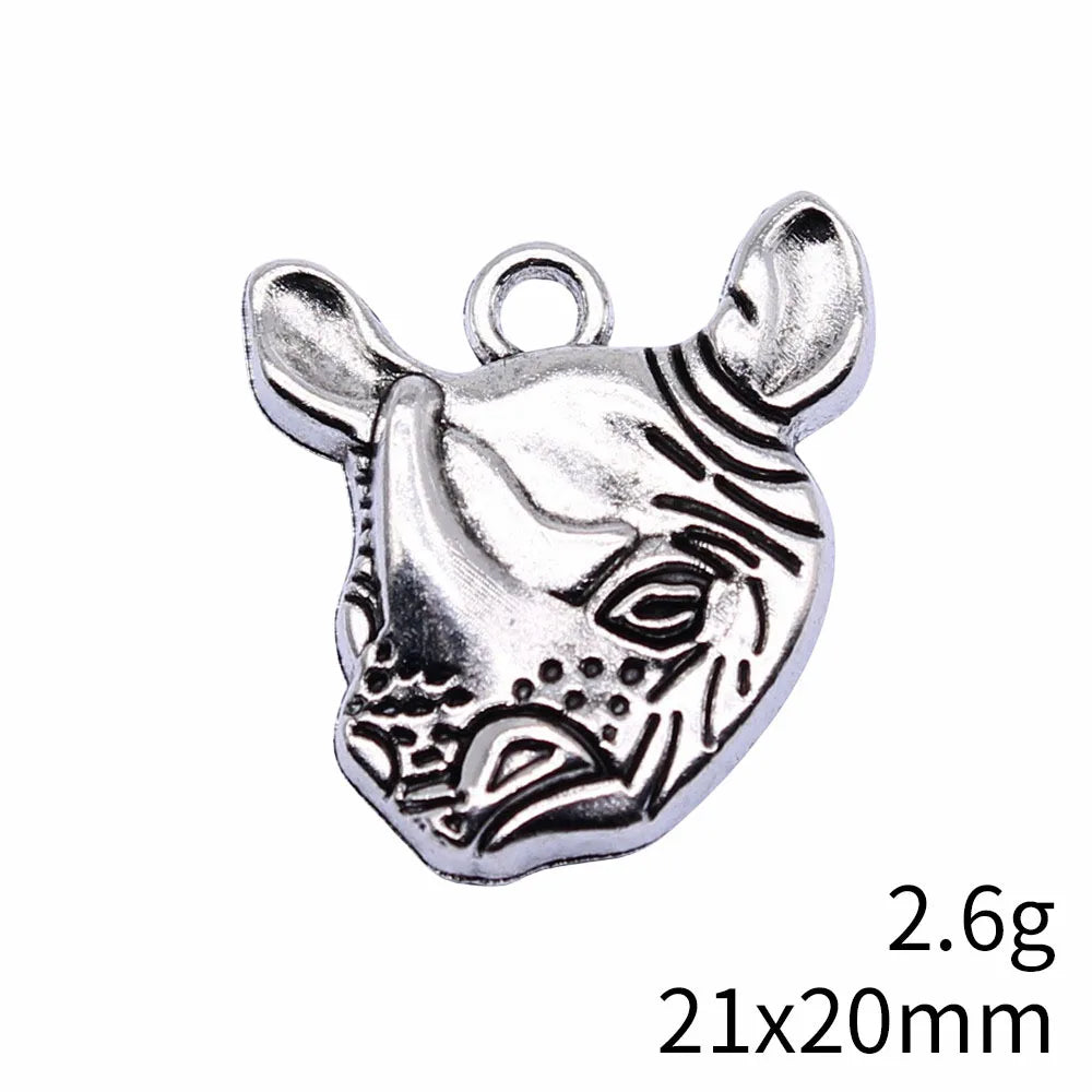21x20mm 2.6g Antique Silver Zinc Alloy Rhinoceros Charm Pendant for DIY Necklace Bracelet Making