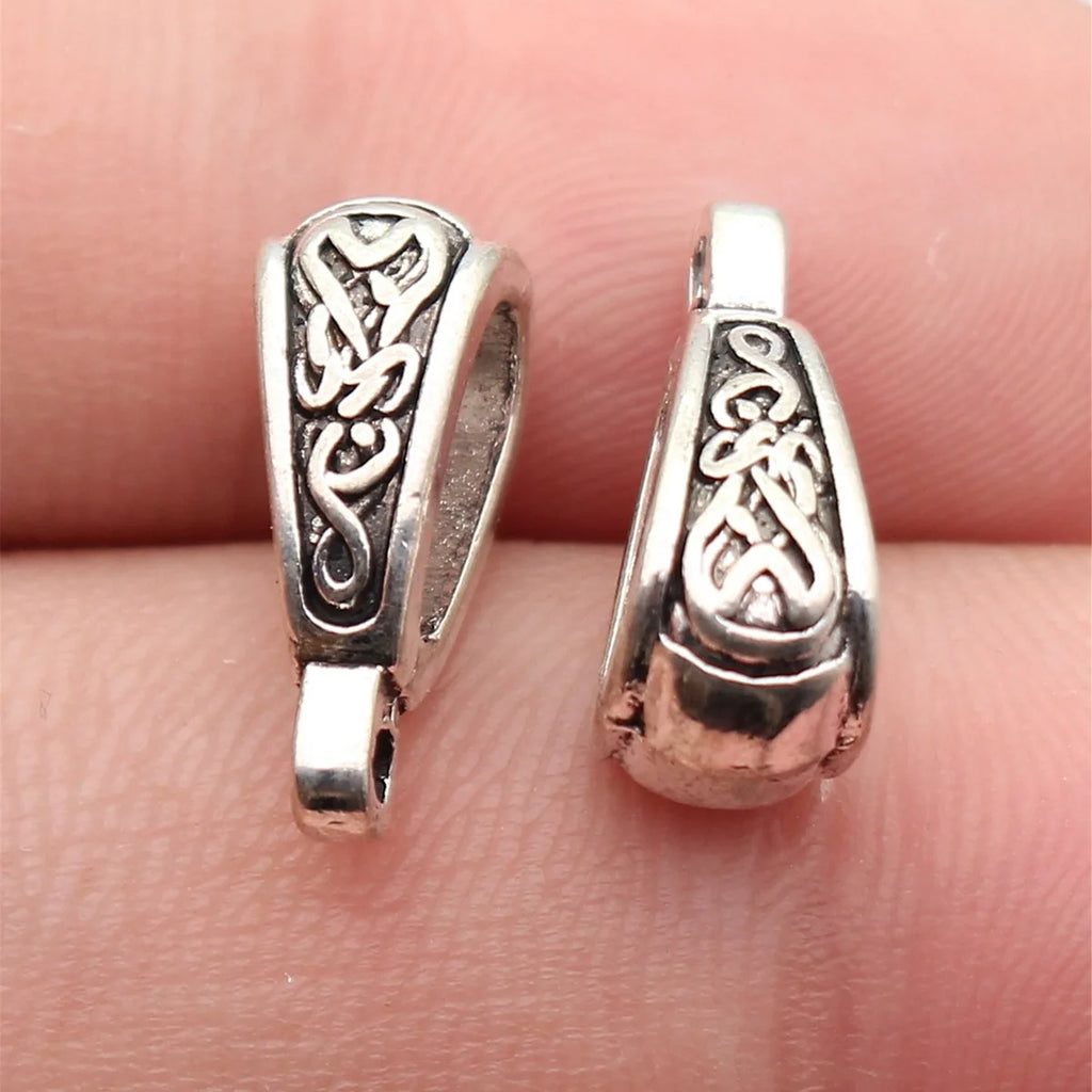 16x8.9x6.5mm 1.6g Antique Silver Zinc Alloy Carved Floral Three Hole Bail Connector for DIY Pendant Making