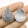 22x33mm 4.3g Antique Silver Zinc Alloy Carved Teardrop Charm Pendant for DIY Necklace Jewelry