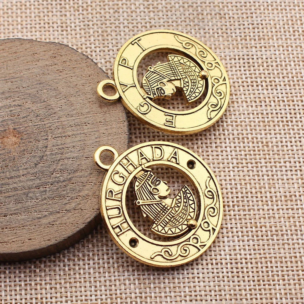 40x35mm 10.1g Multicolor Zinc Alloy Ancient Egyptian HURGHADA Souvenir Charm Pendant for DIY Jewelry