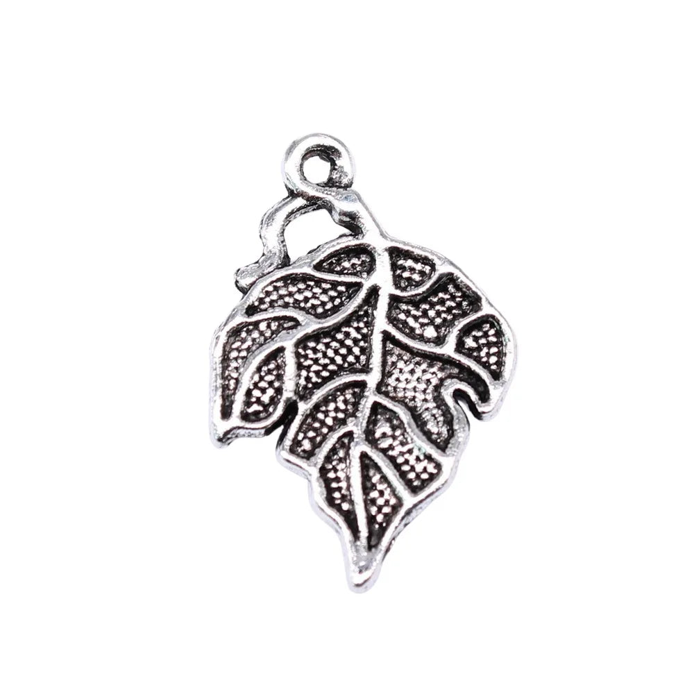 26x17mm 1.4g Antique Silver Zinc Alloy Leaf Charm Pendant for DIY Necklace Bracelet Jewelry Making