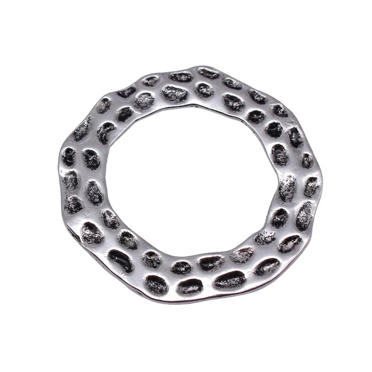47x46mm 8.7g Antique Silver Zinc Alloy Hammered Irregular Round Ring Connector Charm for DIY Jewelry