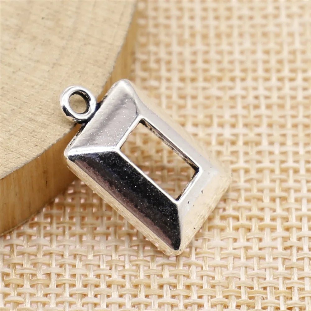 13x20mm 1.5g Antique Silver Zinc Alloy Rectangle Charm Pendant for DIY Necklace Bracelet Jewelry Making