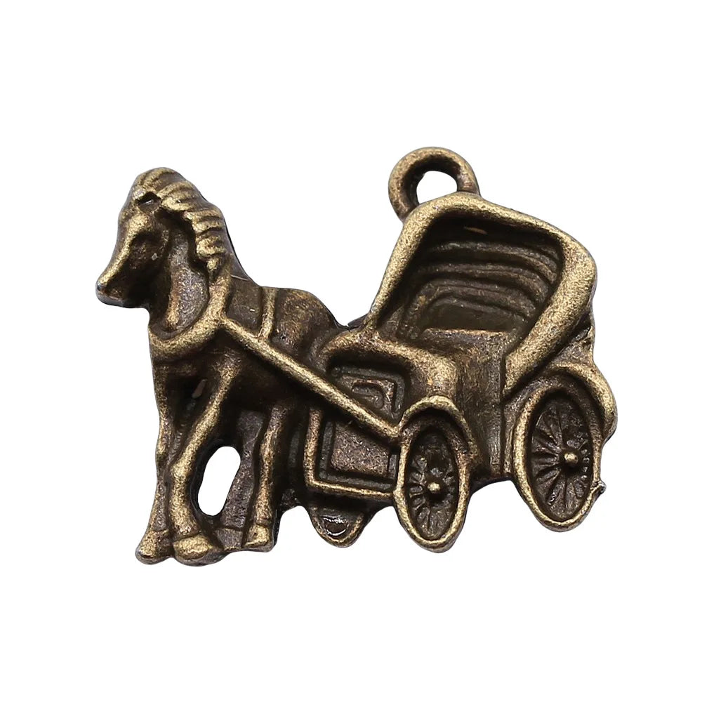 17x22mm 2.6g Antique Bronze Zinc Alloy Carriage Charm Pendant for DIY Vintage Jewelry Making