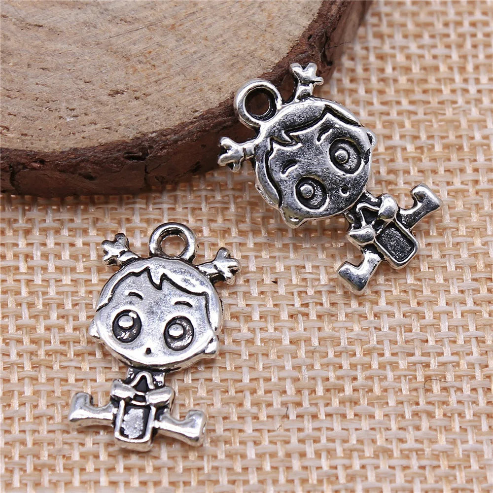 24x13mm 3.1g Antique Silver Zinc Alloy Girl Charm Pendant for DIY Necklace Bracelet Jewelry Making