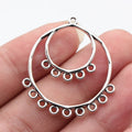 37x33mm 3.2g Antique Silver Zinc Alloy Double Layer Multi Hole Earring Connector Charm for DIY Earrings