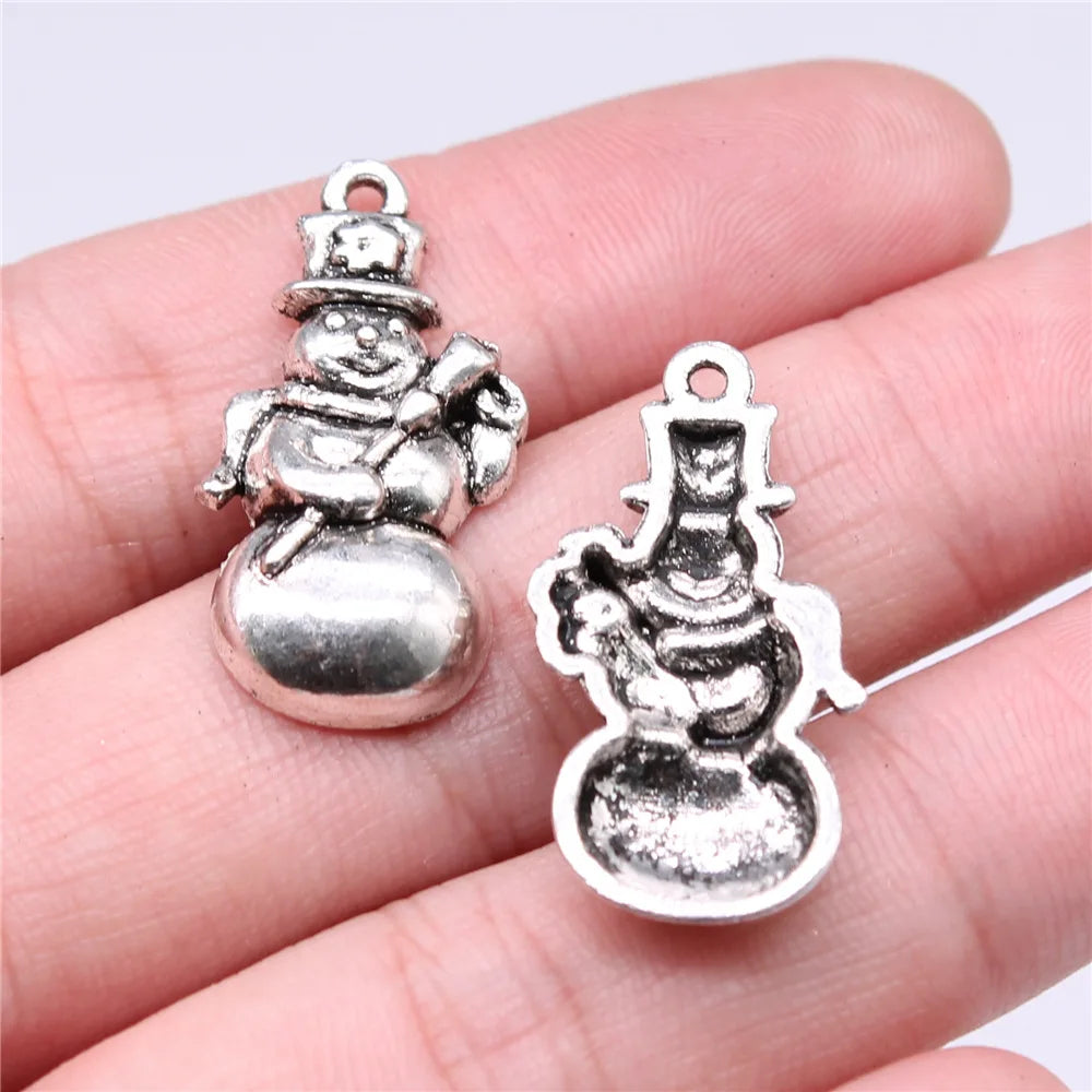29x15mm 2.6g Multicolor Zinc Alloy Snowman Charm Pendant for Christmas DIY Jewelry Accessories