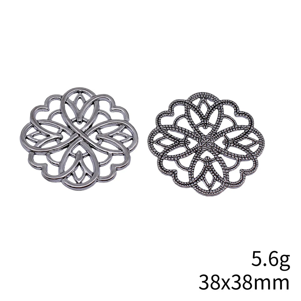 38x38mm 5.6g Antique Silver Zinc Alloy Flower Filigree Charm Pendant for DIY Necklace Making