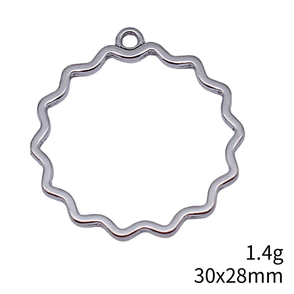 30x28mm 1.4g Multicolor Zinc Alloy Hollow Flower Frame Charm Pendant for DIY Necklace Earrings