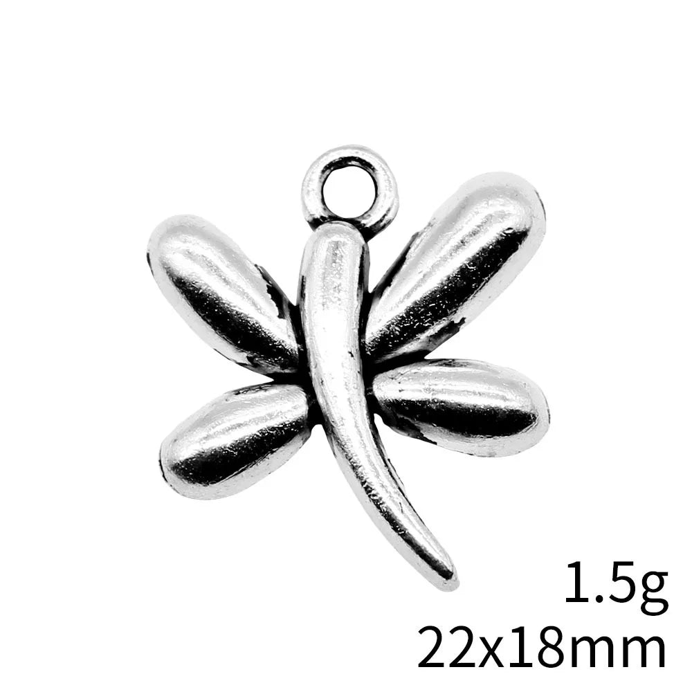 22x18mm 1.5g Antique Silver Zinc Alloy Dragonfly Charm Pendant for DIY Necklace Bracelet Making