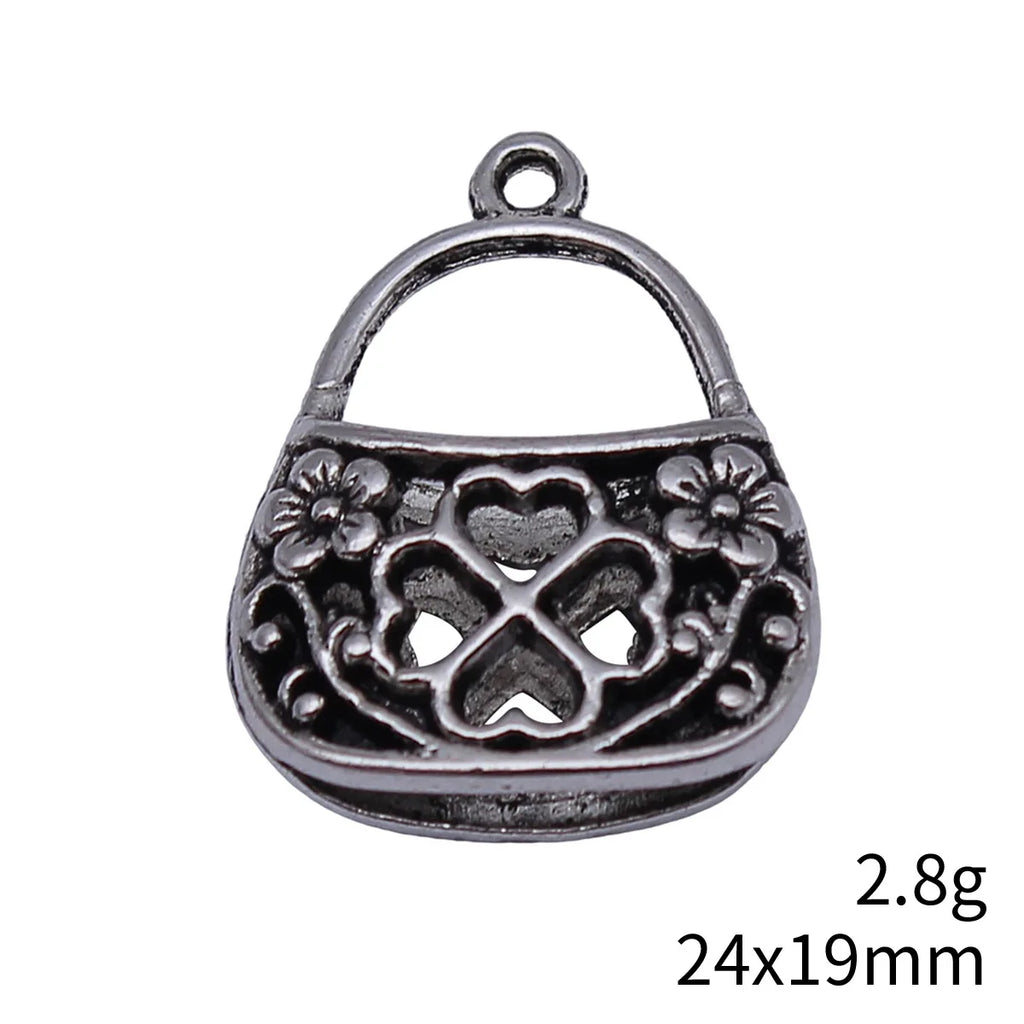 24x19mm 2.8g Antique Silver Zinc Alloy Four Leaf Clover Bag charm pendant for DIY jewelry making