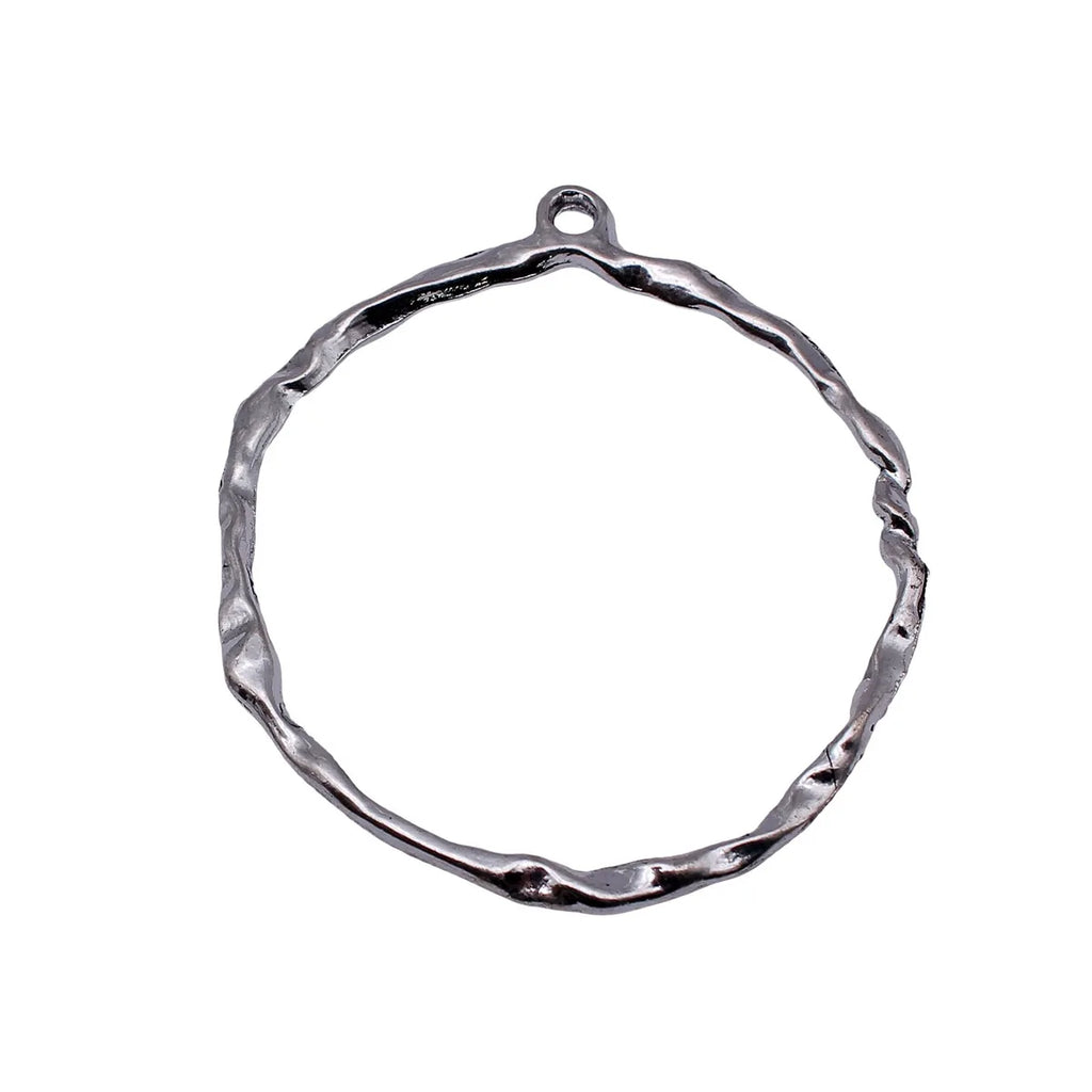 82x71mm 15.2g Antique Silver Zinc Alloy Hammered Large Round Ring Charm Pendant for DIY Jewelry