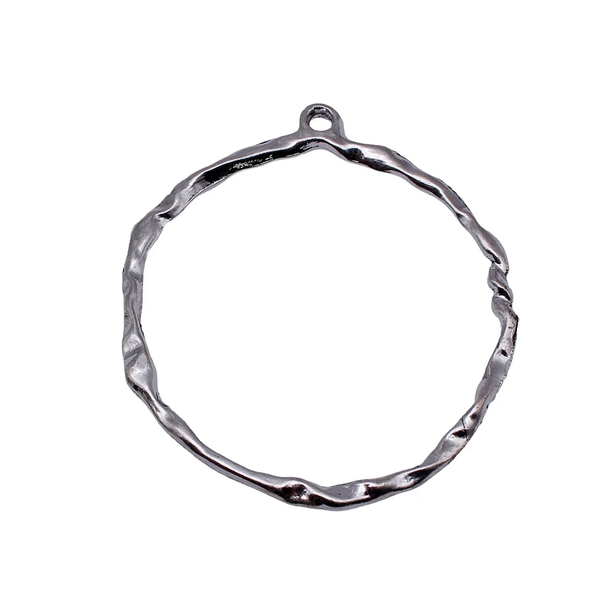 82x71mm 15.2g Antique Silver Zinc Alloy Hammered Large Round Ring Charm Pendant for DIY Jewelry