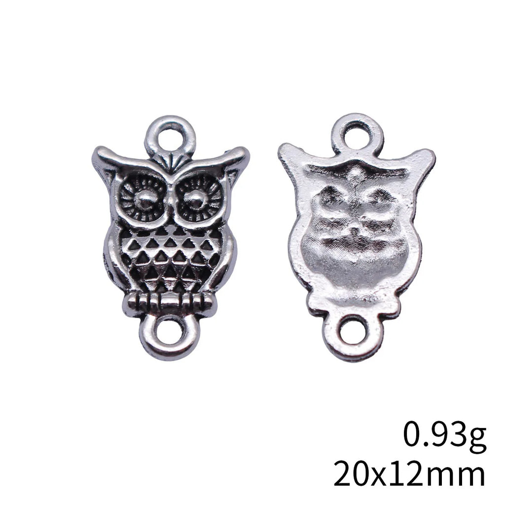 20x12mm 0.93g Antique Silver Zinc Alloy Owl Cat Connector Charm for DIY Bracelet Necklace Jewelry Making