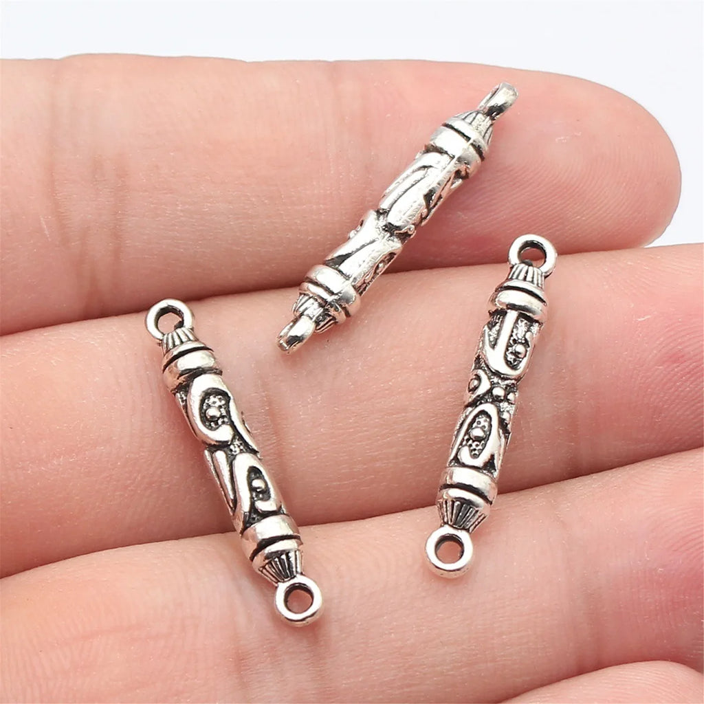 29x5x5mm 2g Multicolor Zinc Alloy Carved Long Stick Connector Charm for DIY Jewelry Making