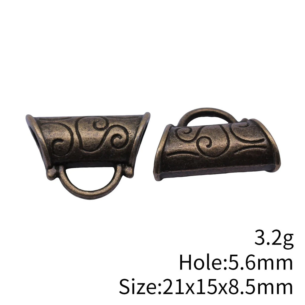 21x15x8.5mm 3.2g Antique Bronze Zinc Alloy Carved Three Hole Necklace Bail Connector for DIY Jewelry Making