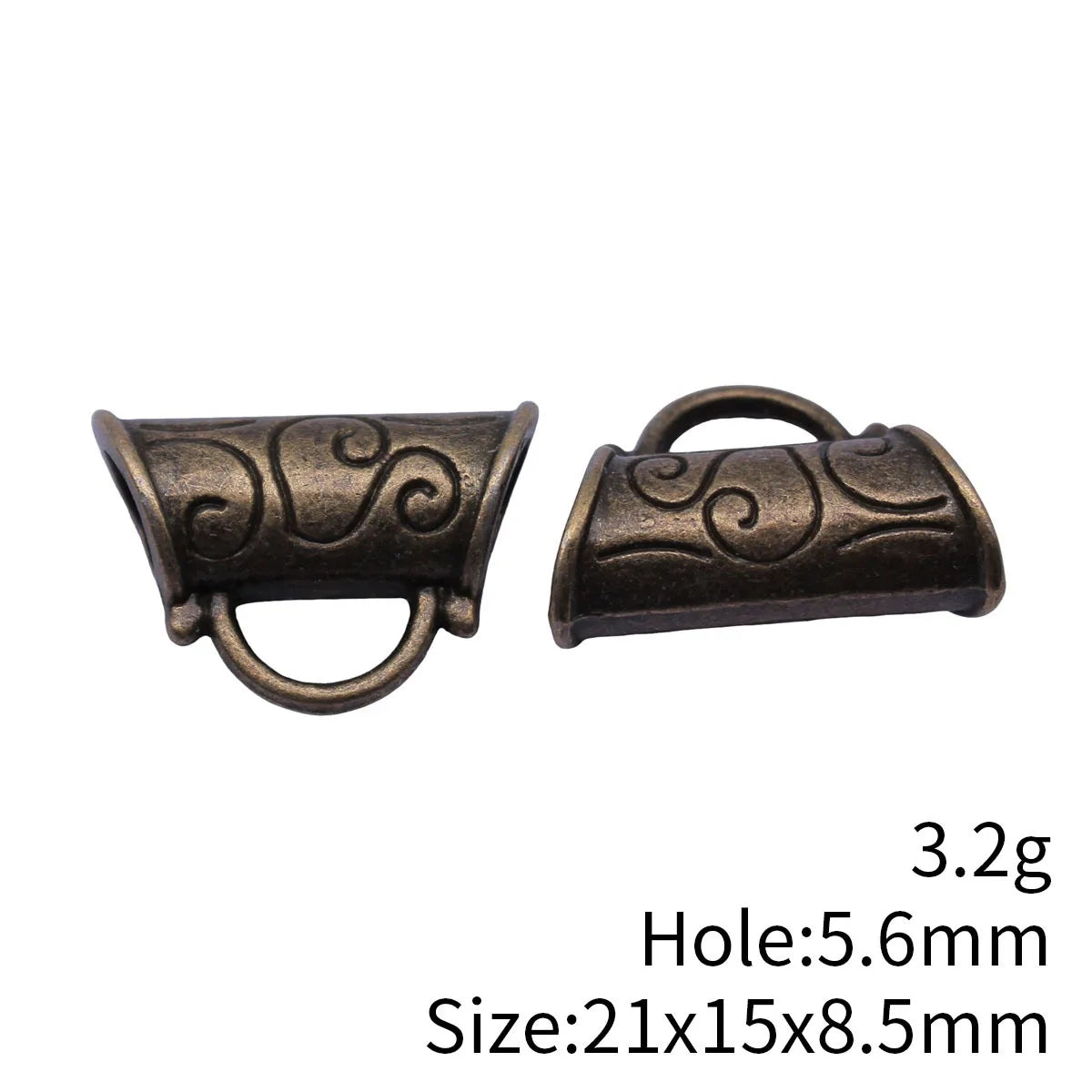 21x15x8.5mm 3.2g Antique Bronze Zinc Alloy Carved Three Hole Necklace Bail Connector for DIY Jewelry Making