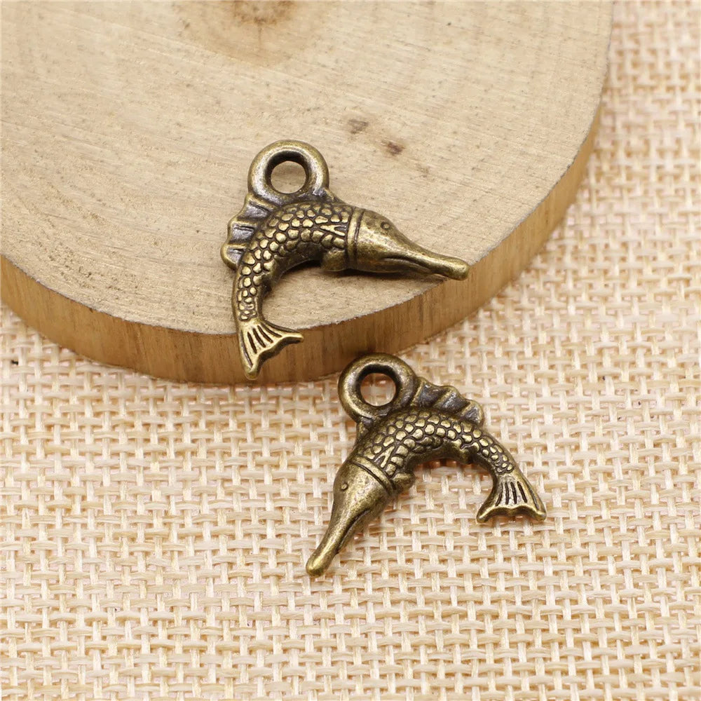 18x20mm 2.3g Multicolor Zinc Alloy Swordfish Fish Charm Pendant for DIY Bracelet Necklace Jewelry Making